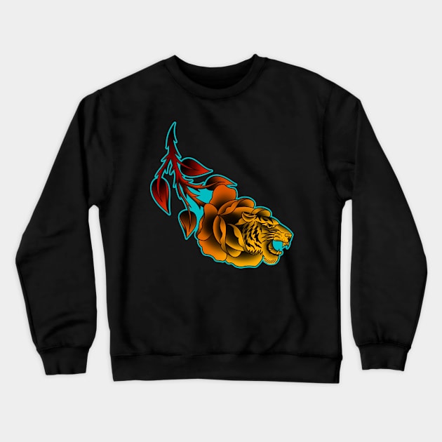 tiger sunset Crewneck Sweatshirt by Violent Prophet